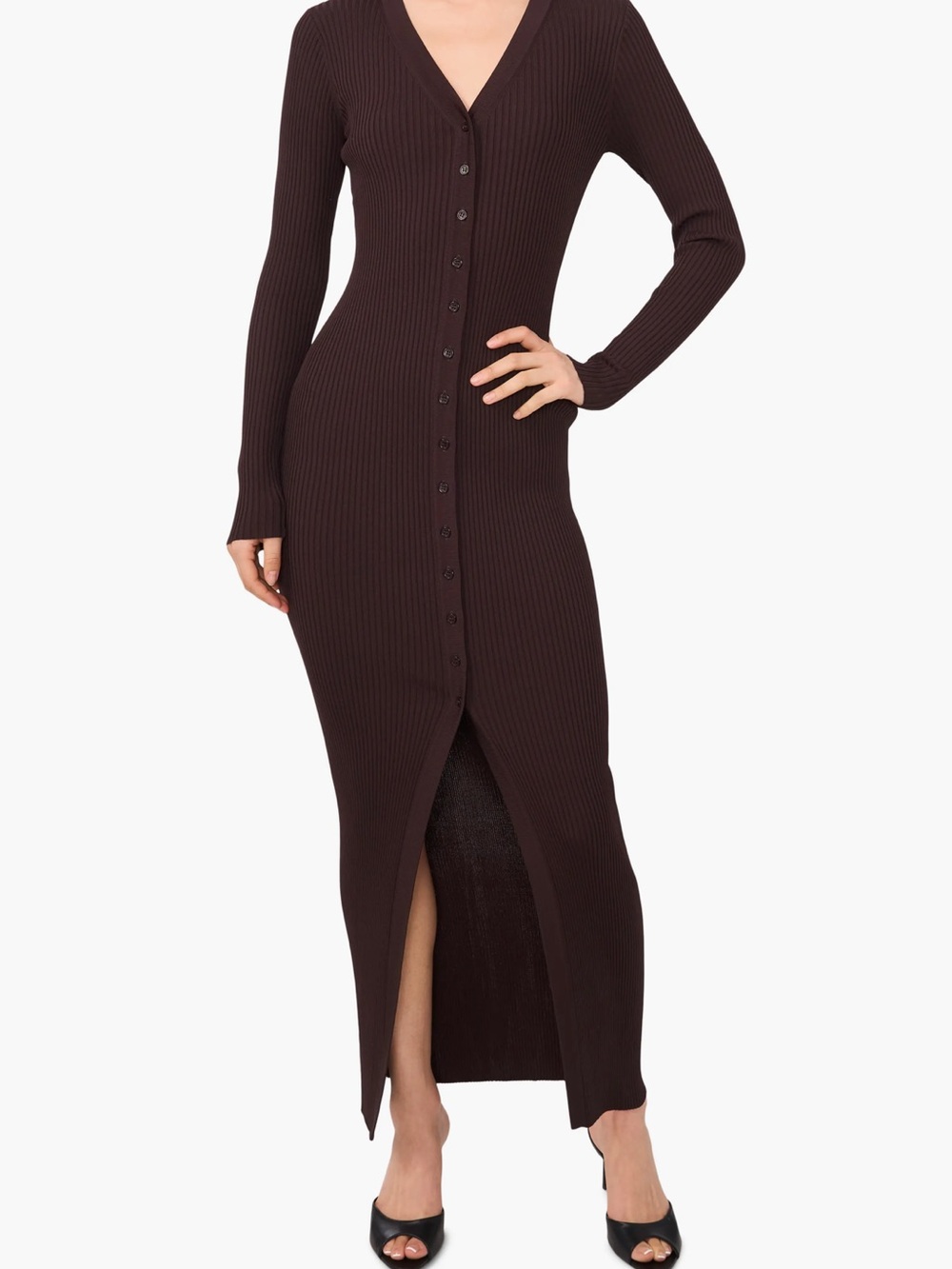 1. State Ribbed Long Sleeve Midi Cardigan Dress